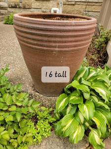 lot 67 image: Tall Clay Garden Pot Planter