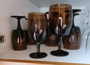 lot 75 image: Vintage Smokey Amber Stemware Service