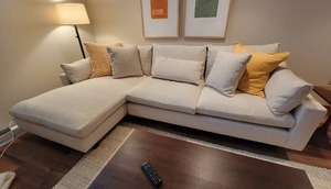 lot 13 image: West Elm Luxury Sectional - Knobby Honey Cream