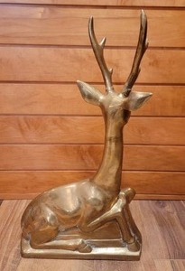 lot 132 image: Elegant Brass Reindeer Sculpture