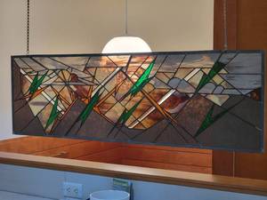 lot 64 image: Fantastic Fine Art Stained Glass Landscape Panel