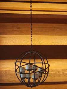lot 114 image: Enchanting Black Metal Hanging Candle Holder