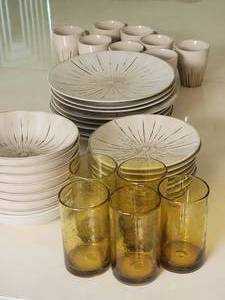 lot 123 image: Stoneware Table Service for 8 - Pier 1 - Sanctuary