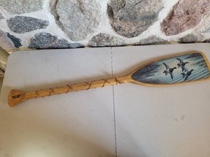 lot 14 image: Bluebills Art on 36 on a 36 Paddle By Nancy Luloff - 1996