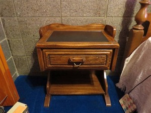lot 32 image: Solid Wood Nightstand with Vinyl Top