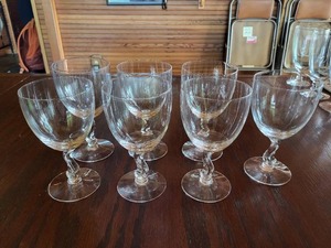 lot 77 image: 7 Vintage Fosstoria Contour Clear 5 78 Water Goblets