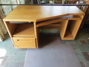 lot 93 image: Office Desk with Keyboard Tray and Swinging Pencil Tray