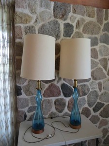 lot 95 image: 2 - 45 14 Tall Blue Lamps