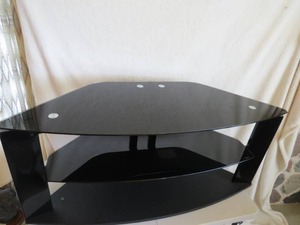 lot 97 image: Glass and Metal Black TV Stand