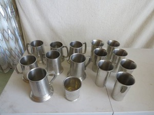 lot 111 image: 15 Piece Lot of Pewter Trophies