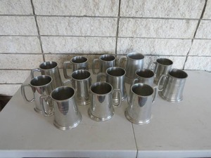 lot 116 image: 13 Piece Lot of Pewter Mug Trophies