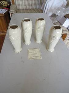 lot 136 image: 4 Piece Lot Lenox Rose Blossom Vase