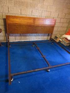 lot 137 image: King Size Bed Frame With Wood Head Board