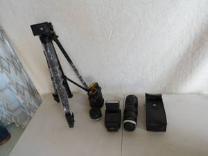lot 144 image: Mixed Camera Accessories, Tripod Stand, Lens