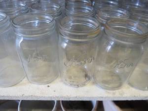 lot 175 image: 34 Kerr Wide Mouth Canning Jars