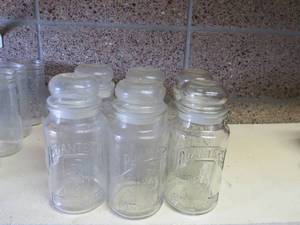lot 180 image: 6 Jar Lot of Planters 75Th Anniversary Jars with Lids