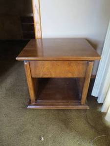 lot 203 image: Wood Nightstand One Missing Edge Cover