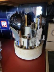 lot 214 image: Kitchen Utensils And Rotating Organizer