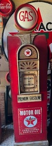 lot 10 image: Wood Gas Pump Display Cabinet