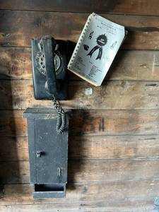 lot 52 image: Vintage Stromberg Carlson Wall Telephone & Wood Cabinet