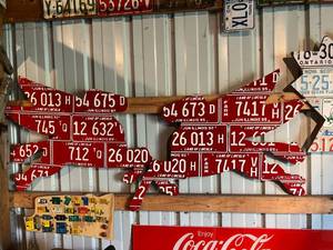 lot 86 image: Pair of Pegasus Horses Artwork from License Plates