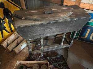 lot 103 image: Mixed Lot - Wood Table, Steel Desk Frame & Ball Jars