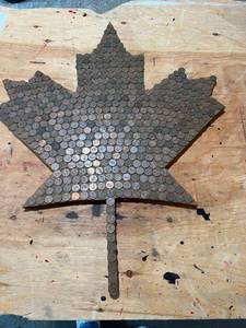 lot 158 image: Maple Leaf Covered with Canadian Pennies