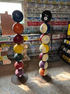 lot 176 image: Pair of Pool Ball Art Made from Bowling Balls