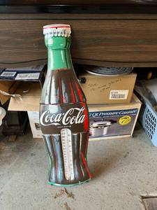 lot 242 image: Coca-Cola Reproduction Bottle Thermometer - 29 12 tall