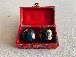 lot 366 image: Vintage Three Treasure Chime Balls in Box