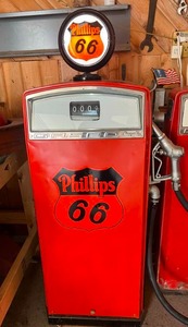 lot 376 image: William M Milsons Sons Phillips 66 Gas Pump with Reproduction Globe