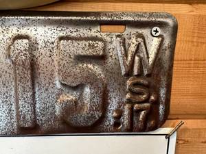 lot 308 image: 1917 Wisconsin License Plate