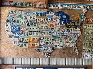lot 455 image: Large Map Of United Stated Made From License Plates