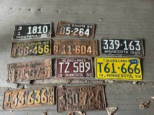 lot 487 image: ND, MN & Montana Vintage License Plates
