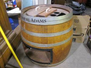 lot 27 image: Samuel Adams barrel patio bar. Pla...