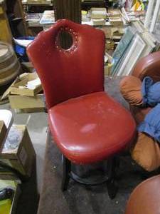 lot 34 image: Red pleather resturant chair with b...