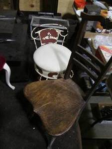 lot 39 image: 2 vintage chairs one wooden with a ...