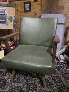 lot 75 image: Vintage Wood framed Green vinyl cov...