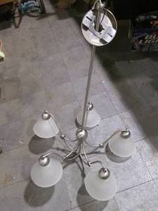 lot 150 image: Satin Nickel toned 5-light Chandeli...