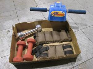 lot 154 image: Hand and ankle weights along with a...