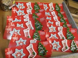 lot 4 image: Holiday Cookie Cutters, Tablecloths...