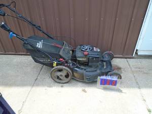 Craftsman self propelled mower with ez drive & bagger. Tested & works. As shown.