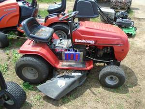 Yard Machine 13 hp 38 riding mower. Will not start. For parts or repair. As shown.