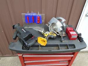 Group of cordless tools & milwaukee charger. No batteries. Untested. As shown.