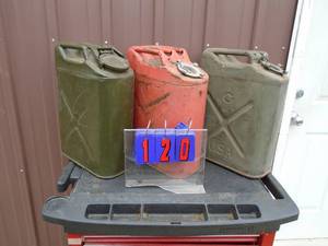 Qty of 3 5 gal GI cans. Look nearly new. As shown.