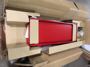 Husky Ready-to-Assemble 24-Gauge Steel Freestanding Garage Cabinet in Red (48 in. W x 72 in. H x 18 in. D)  Customer Returns See Pictures