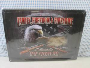 lot 141 image: (EC1) Tin Sign Family, Freedom & F...