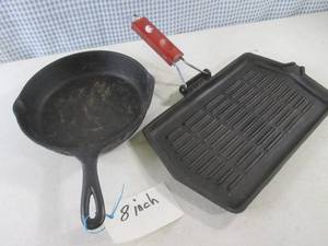 lot 152 image: (CS) 8 Cast Iron Pan and Cast Iron...
