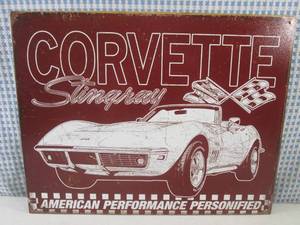 lot 166 image: (FS) Corvette Stingray Tin Sign 16...