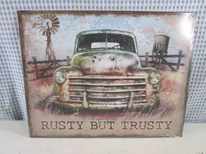 lot 187 image: (FS) Rusty But Trusty Tin Sign 16...